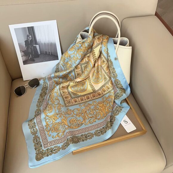 Women Light Paisley Headscarf Satin Bandana Pattern Polyester Breathable Scarves - Picture 6 of 7